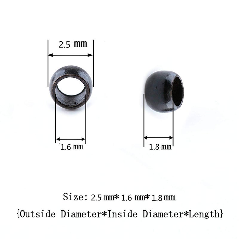 Funyn Nano Copper Micro Rings Dreadlock Beads Microlink Nano Micro Tube Ring for Tip/Ring Hair Extensions Link Hair Tools Accessories (#1 Black) - Image 2